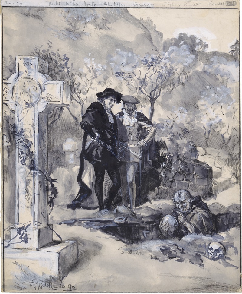 Frederick Henry Townsend - Hamlet, V, 1 Hamlet, Mr. Tree; Horatio, Mr. Arthur Dacre; gravedigger, Mr. George Barrett