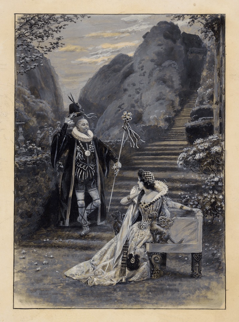 Frederick Henry Townsend - Olivia’s garden. Malvolio– Mr. Tree, Olivia– Miss Maud Jeffries [in Shakespeare’s Twelfth night, III, 4]