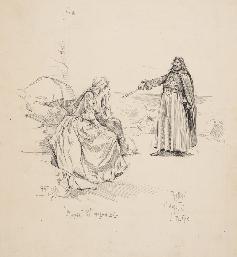 Frederick Henry Townsend - The tempest, Mrs. William Bell as Miranda, Mr. Augustus Littleton as Prospero