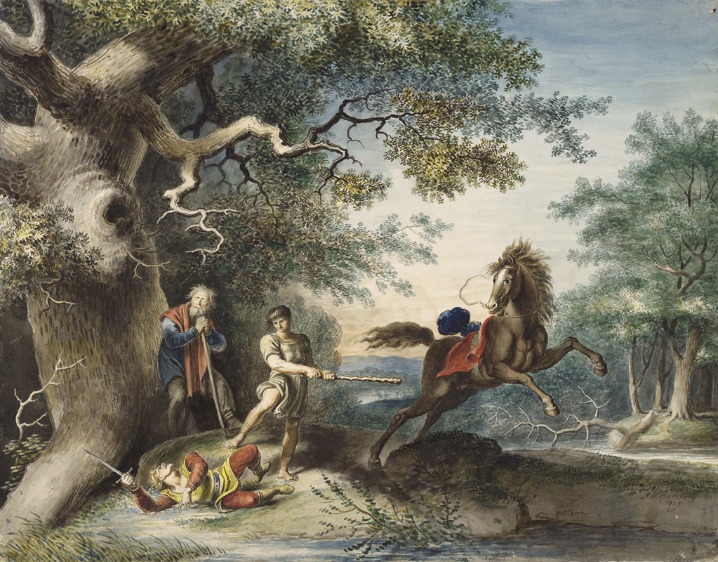 Johann Heinrich Ramberg - King Lear, IV, 6, Edgar killing Oswald