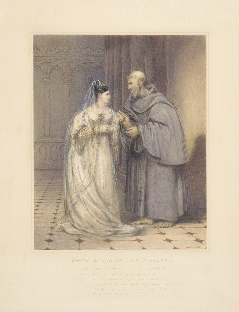 John Hayter - Romeo and Juliet, act IV, scene I, Juliet [Miss F. Kemble] & Friar Laurence