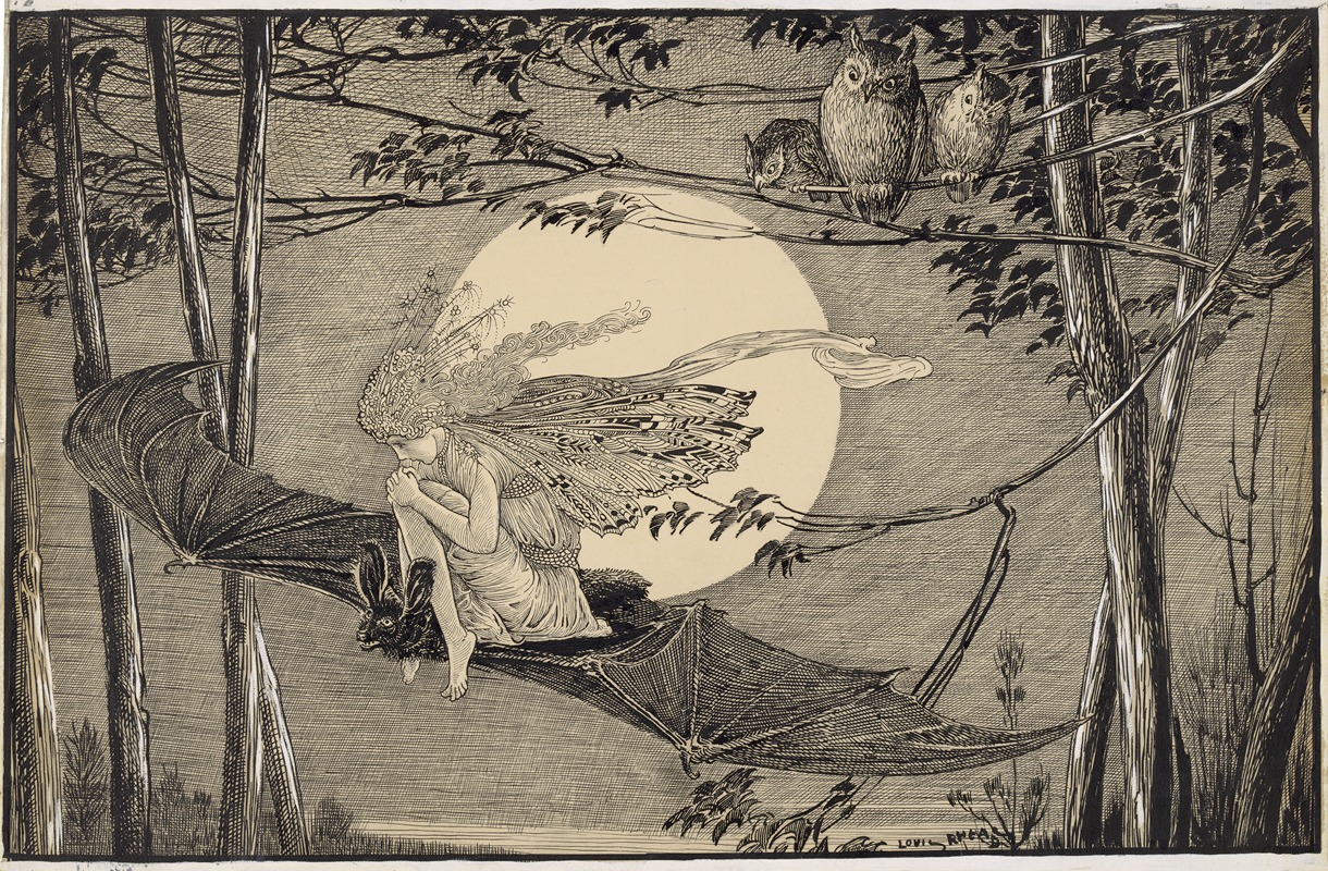 Louis Rhead - Ariel – on a bat’s back I do fly, there I couch when owls do cry