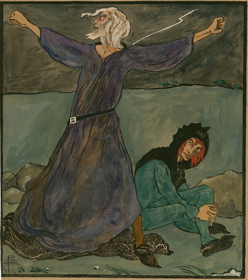 Pamela Colman Smith - King Lear and the fool, III, 2