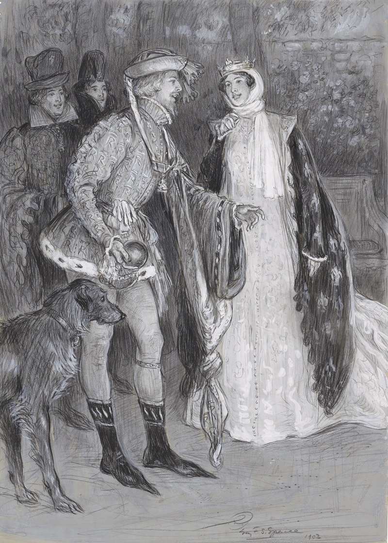 Percy Frederick Seaton Spence - King Richard II, Mr. Tree as Richard and Lily Brayton as the queen, the opening scene at his Majesty’s Theatre