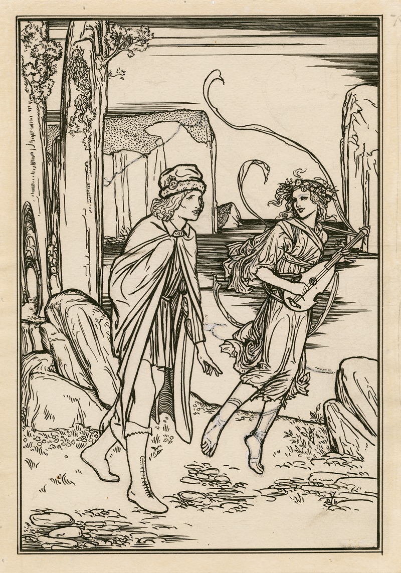 Robert Anning Bell - Design for full-page illustration to act 1, scene 2 of Bell’s edition of The tempest