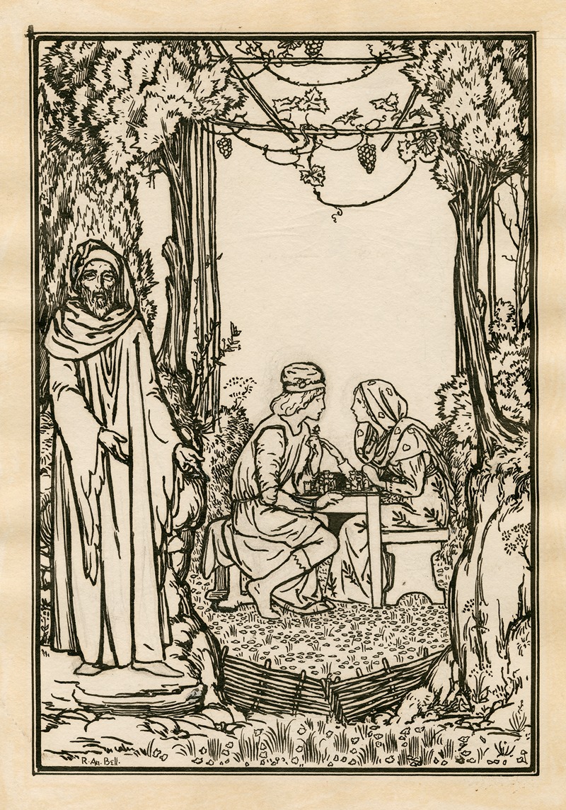 Robert Anning Bell - Design for full-page illustration to act 5, scene 1 of Bell’s edition of The tempest