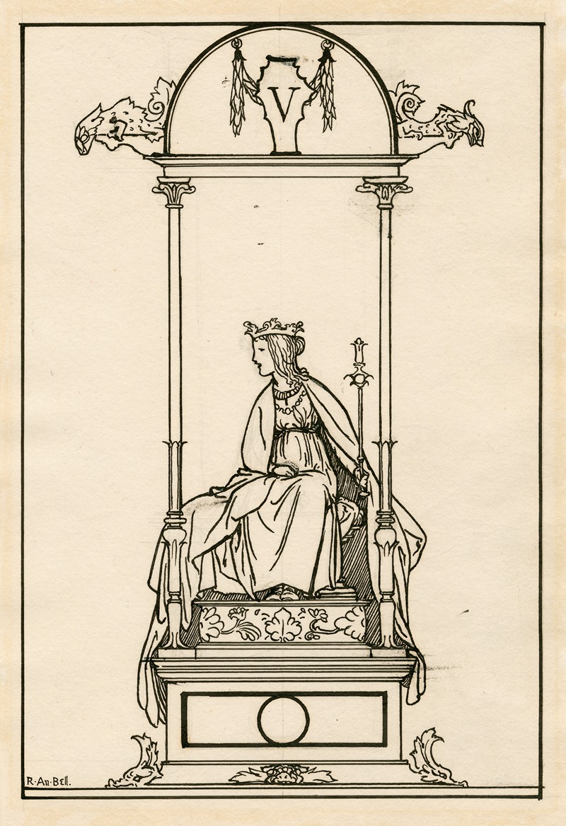 Robert Anning Bell - Design for right-hand page of a two-page opening to act 5 of Bell’s edition of The tempest