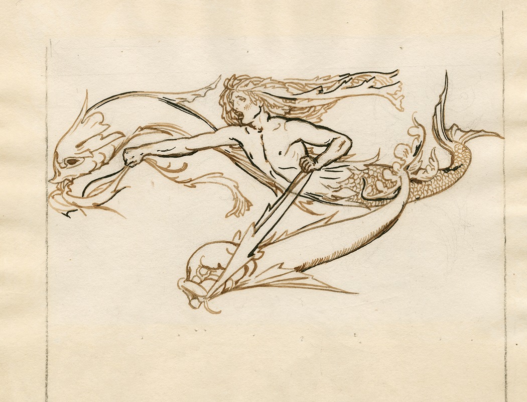 Robert Anning Bell - The Tempest; Designs for decorative tail-piece