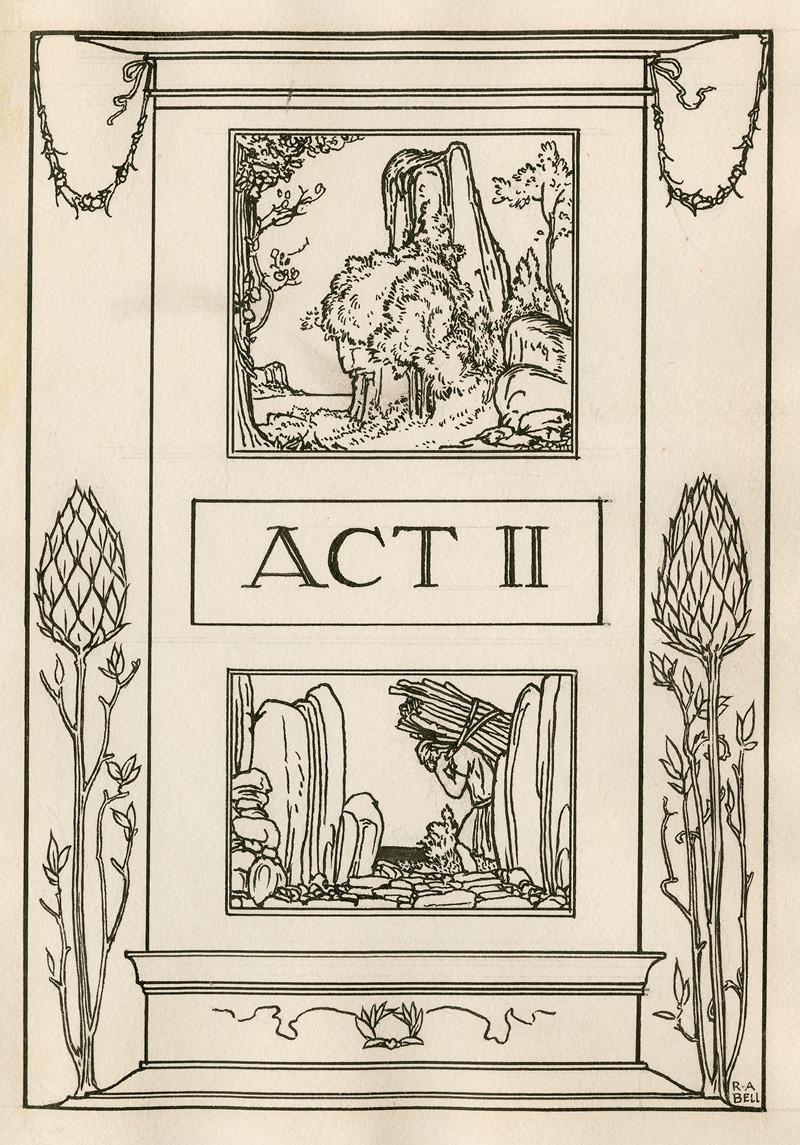 Robert Anning Bell - Title page to act 2 of The tempest