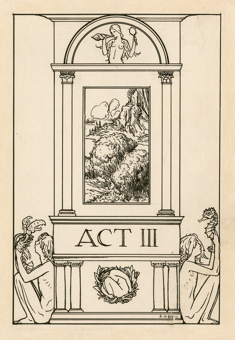 Robert Anning Bell - Title page to act 3 of The tempest