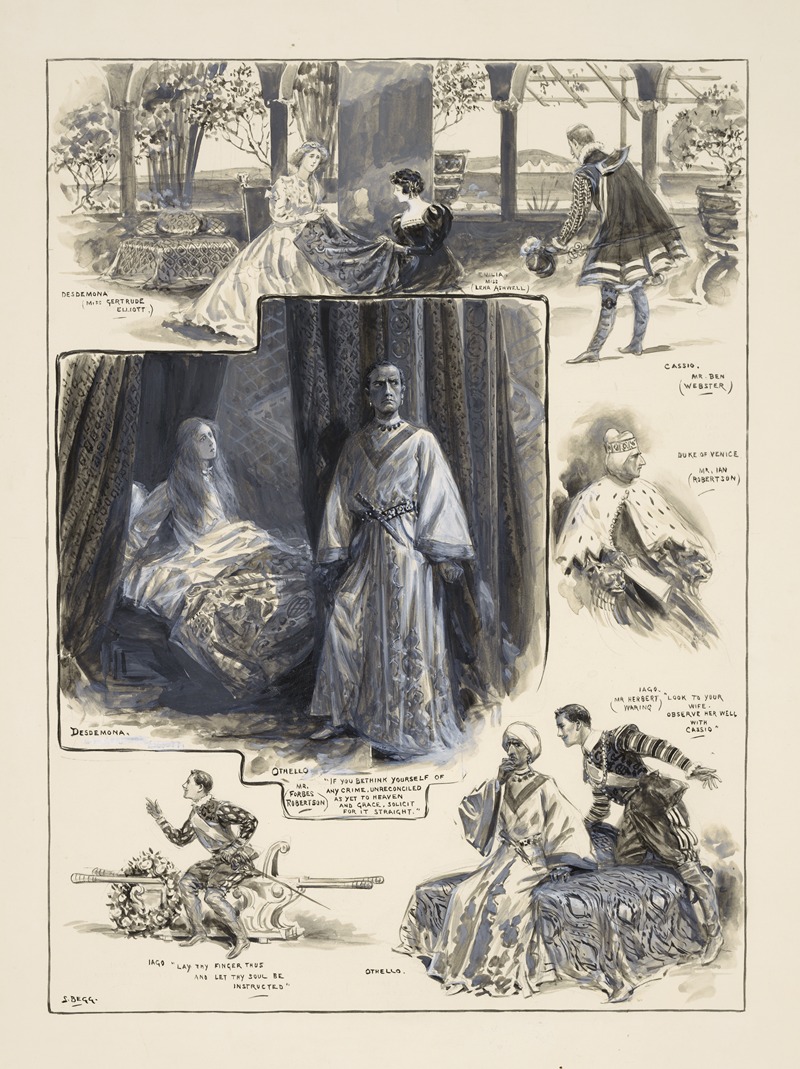 Samuel Begg - Grouped vignettes depicting characters and scenes from Othello as performed at the Lyric in 1902