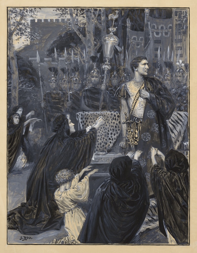 Samuel Begg - Sir Henry Irving as Coriolanus, act III, scene 4. Volumnia; ‘He turns away! Down, ladies, let us shame him with our knees’