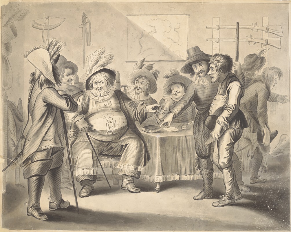 Sylvester Harding - King Henry IV, part 2, III, 3; Falstaff at Justice Shallows mustering his recruits