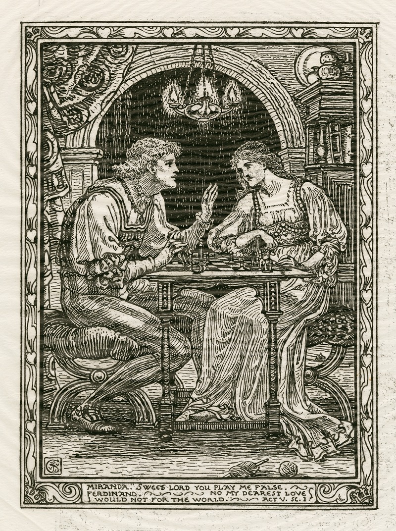 Walter Crane - Miranda; ‘Sweet Lord, you play me false’ Ferdinand ‘No my dearest love I would not for the world’ [The Tempest] act V, sc. 1