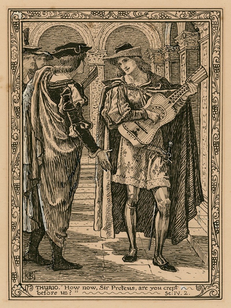 Walter Crane - Thurio; ‘How now, Sir Proteus, are you crept before us’, sc. IV, 2