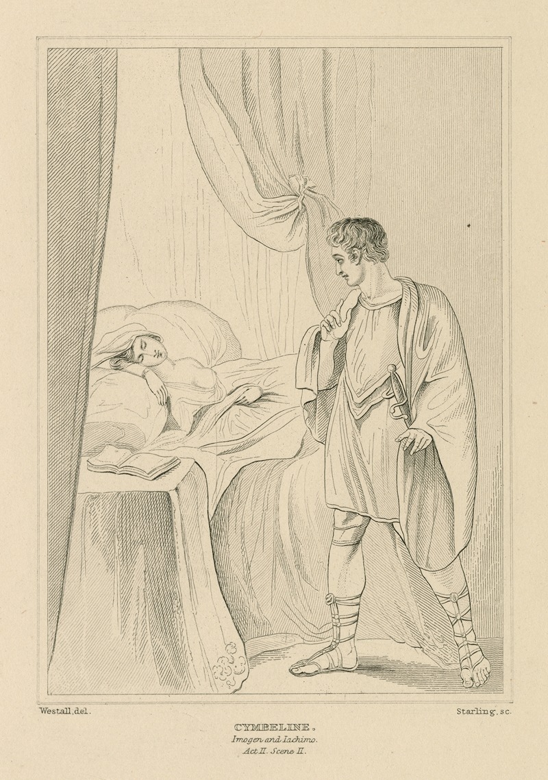 William Francis Starling - Cymbeline, act 2, scene 2, a bedchamber, Imogen in bed, Jachimo