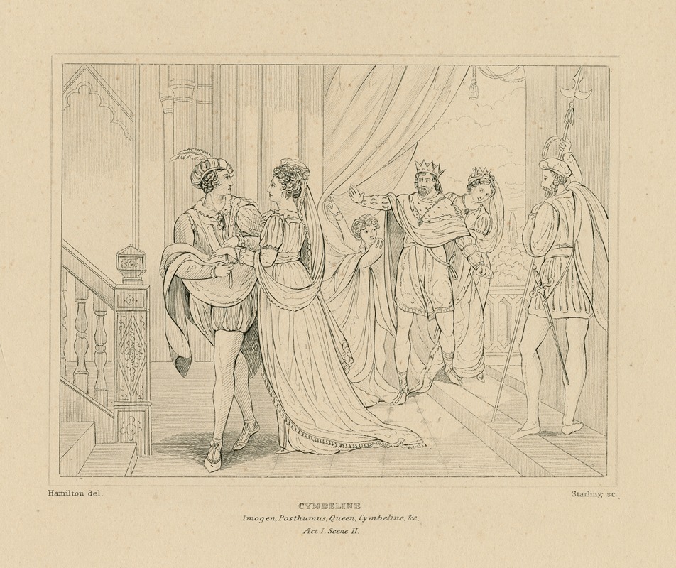 William Francis Starling - Cymbeline; Imogen, Posthumus, Queen, Cymbeline, &c., act I, scene II