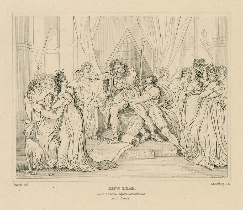 William Francis Starling - King Lear. Lear, Goneril, Regan, Cordelia, &c., act 1, scene 1