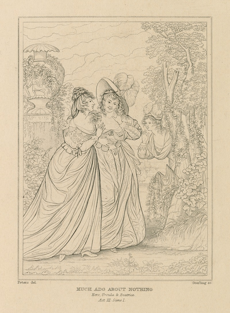 William Francis Starling - Much ado about nothing, act III, scene I, Hero, Ursula, and Beatrice listening