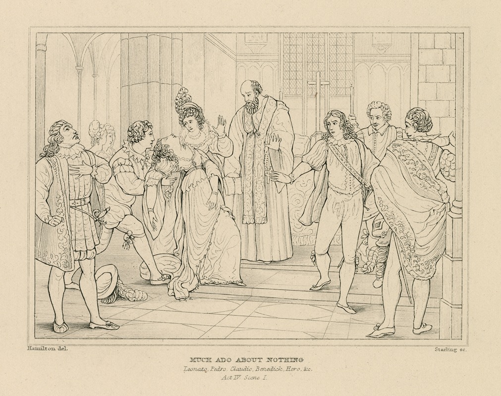 William Francis Starling - Much ado about nothing, Leonato, Pedro, Claudio, Benedick, Hero, &c, act IV, scene 1