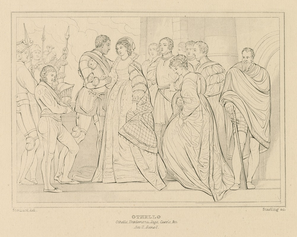 William Francis Starling - Othello, Othello, Desdemona, Iago, Cassio, etc., act II, scene 1