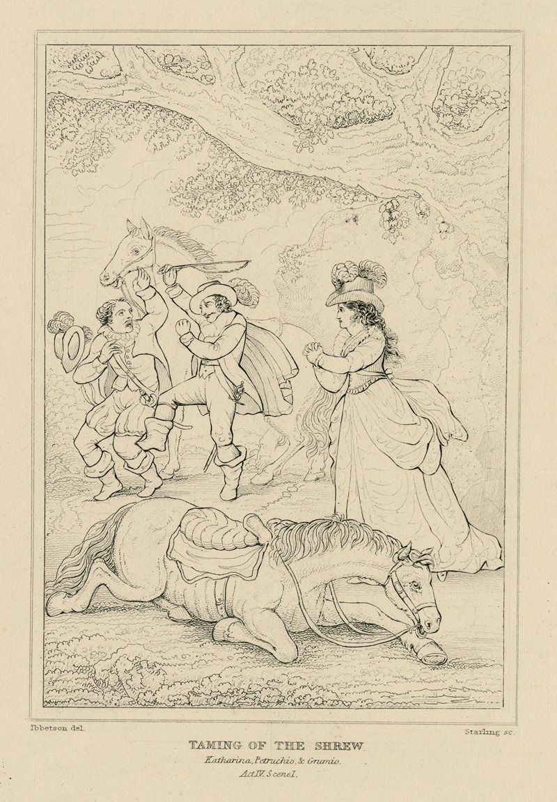 William Francis Starling - Taming of the shrew, act 4, scene 1, Katherine, Petrucio, and Grumio