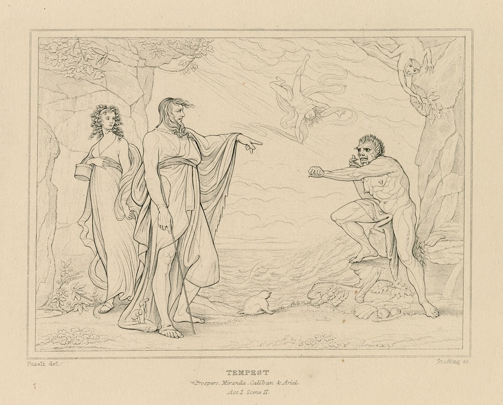 William Francis Starling - Tempest, Prospero, Miranda, Caliban, & Ariel, act I, scene II