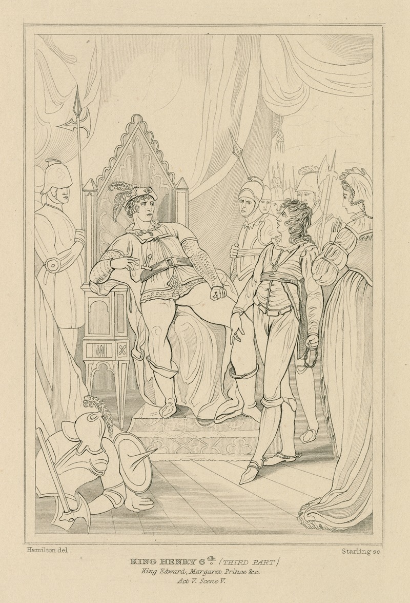 William Francis Starling - Third part of King Henry VI, act 5, scene 5, King Edward, Margaret, Gloucester & soldiers