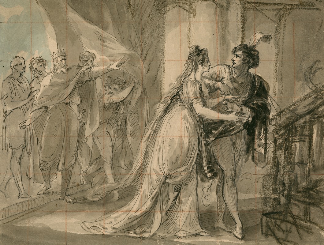 William Hamilton - Cymbeline, I, 1, Posthumus placing the bracelet on Imogen’s arm