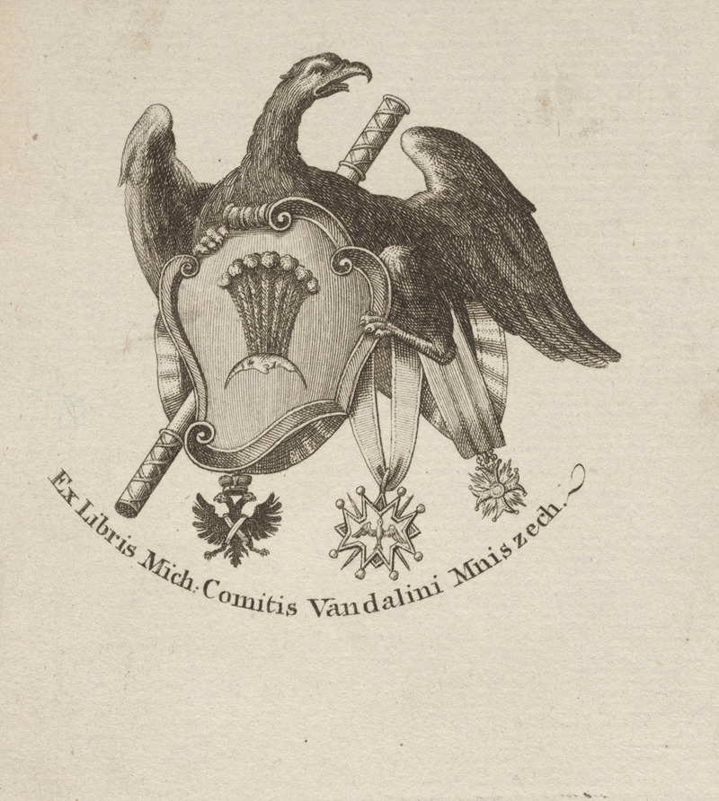 Anonymous - Bookplate of Michał Jerzy Wandalin Mniszecha of Vyshnivets