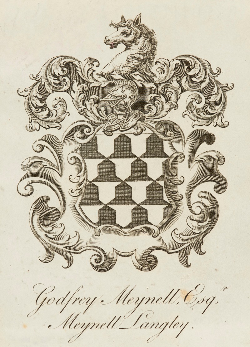 Anonymous - Bookplate; Godfrey Meynell. Esqr. Meynell Langley