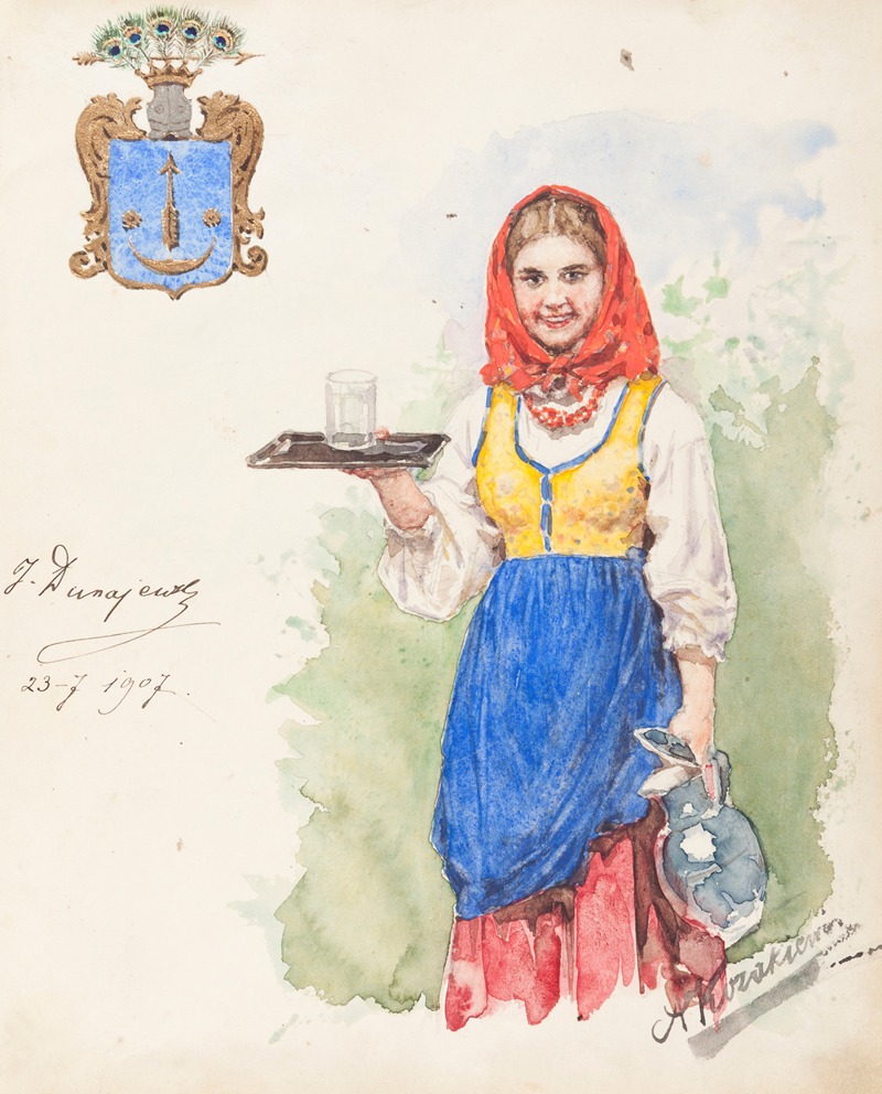 Antoni Kozakiewicz - Girl with a jug of water and a tray