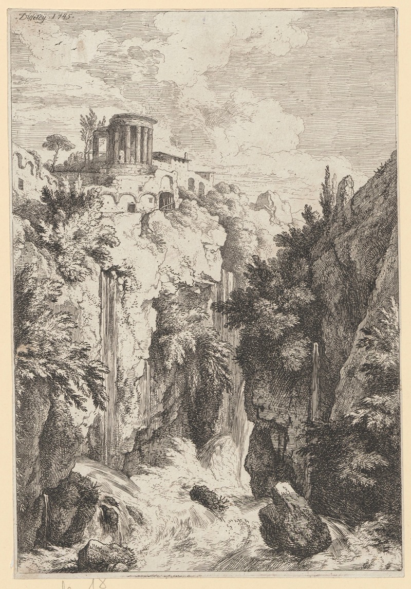 Christian Wilhelm Ernst Dietrich - Waterfall and Temple of the Sibyl in Tivoli