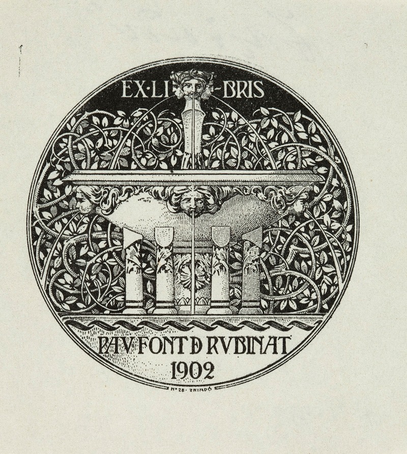 José Triadó - Bookplate of Pau Font d Rubinat 1902