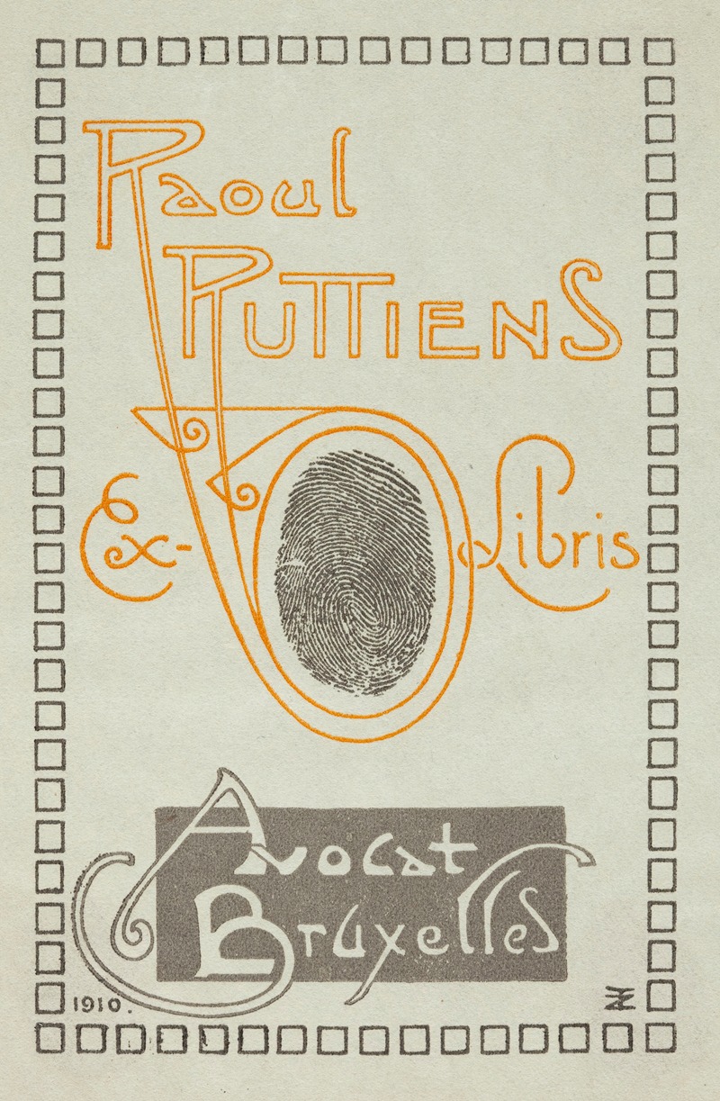 Louis Titz - Bookplate of Raoul Ruttiens Avocat Bruxelles