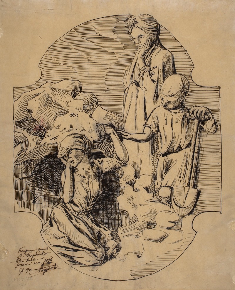 Stanisław Wyspiański - Allegorical composition, design for a bass relief for the Church of the Holy Cross in Krakow