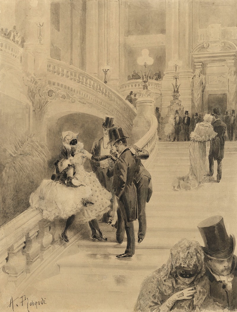 Alcide Théophile Robaudi - Un bal masqué à l’Opéra Garnier
