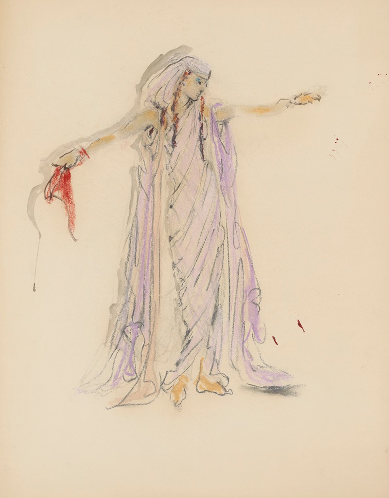 Christian Bérard - Sodome et Gomorrhe – maquette de costume – femme en tunique rose