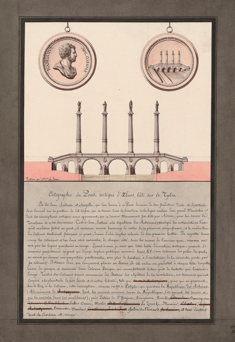 Jean Jacques Lequeu - Orthographie du pont antique d’Oelius, bâti sur le Tybre