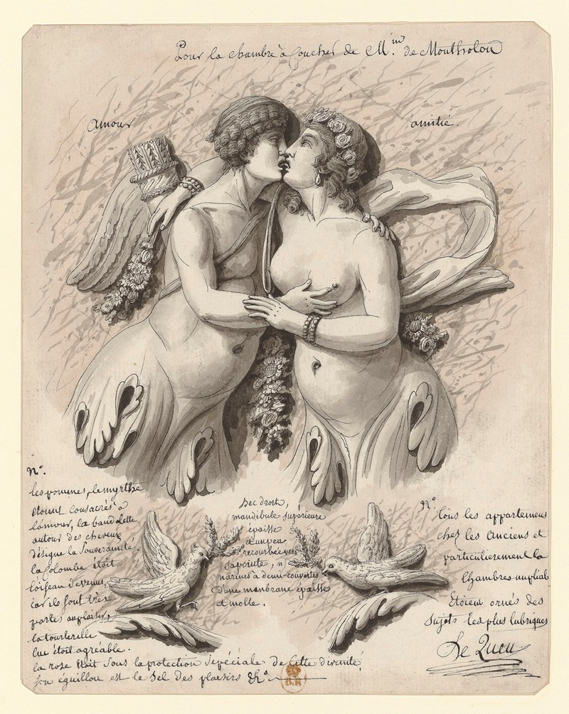 Jean Jacques Lequeu - Pour la chambre à coucher de Mme de Montholon ; Amour ; Amitié