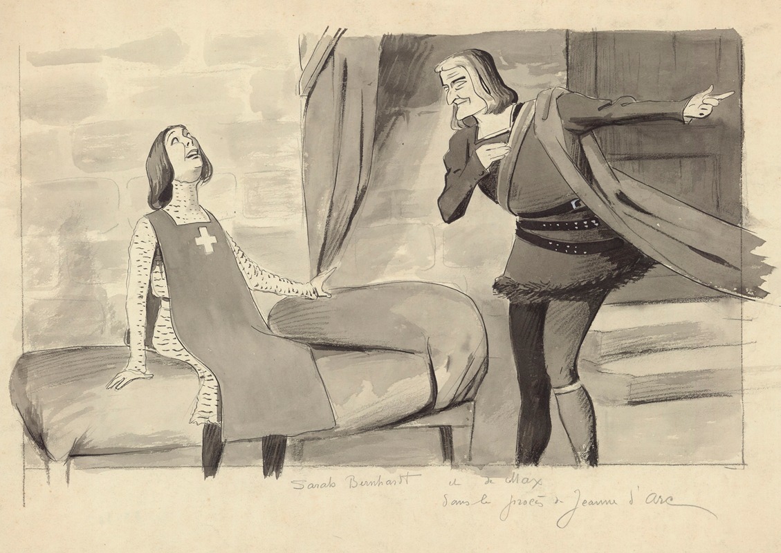 Maurice Lourdey - Sarah Bernhardt et De Max dans ‘Le procès de Jeanne d’Arc’ de Emile Moreau
