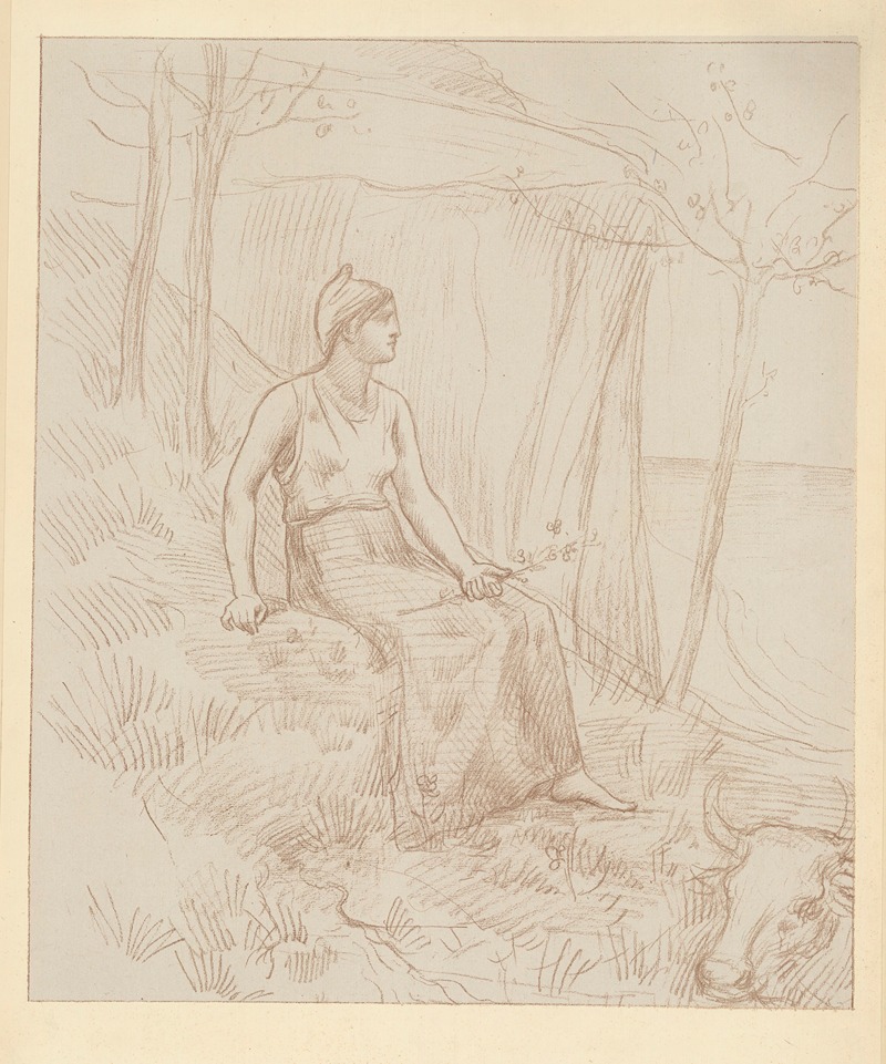 Pierre Puvis de Chavannes - Femme assise dans un paysage