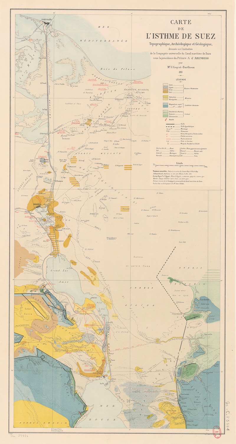 A. Simon - Carte de l’isthme de Suez topographique, archéologique et géologique