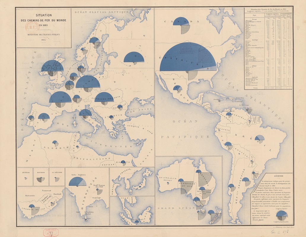 A. Simon - Situation des chemins de fer du monde en 1883. Ministère des travaux publics