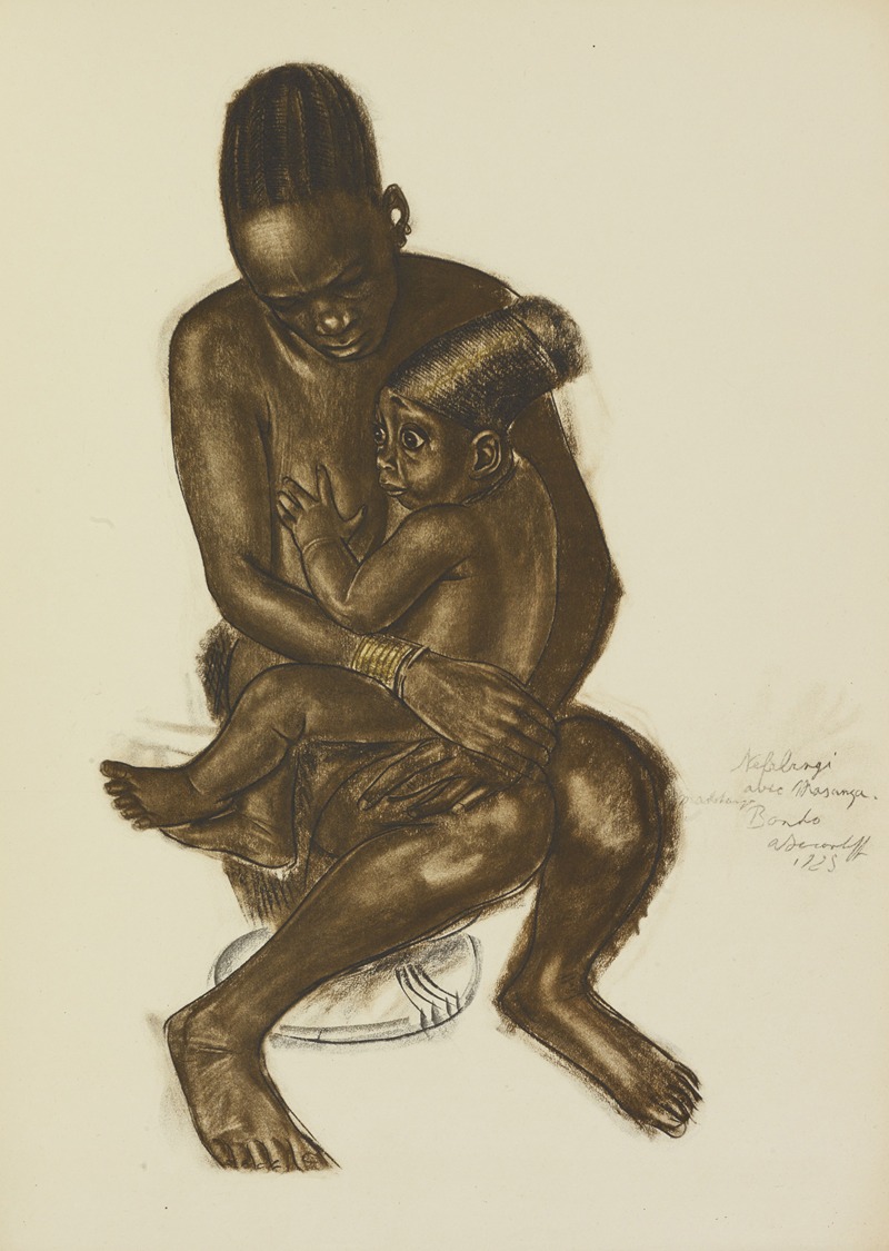Alexandre Jacovleff - Nafarangui, femme d’Eki Bondo avec son enfant (Bondo)