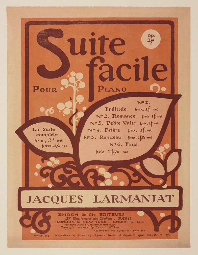 George Auriol - Suite facile pour piano