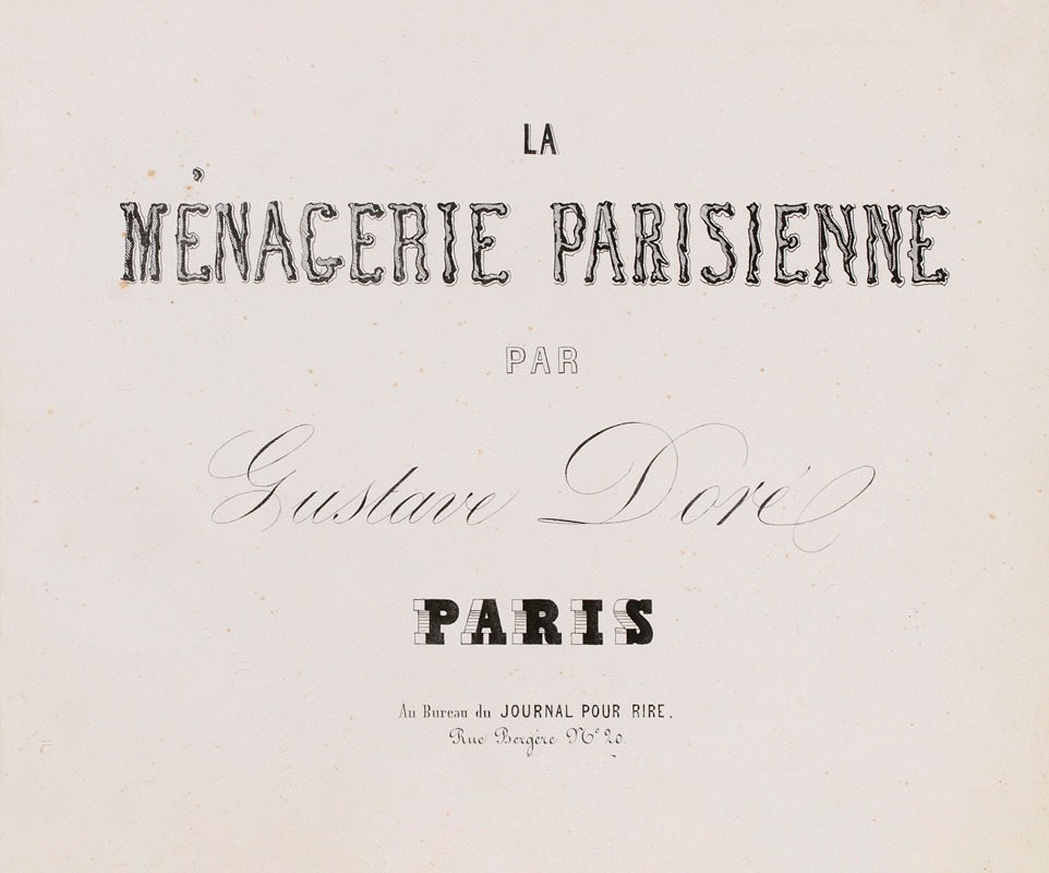 Gustave Doré - La ménagerie parisienne (Premier tirage) Pl.01