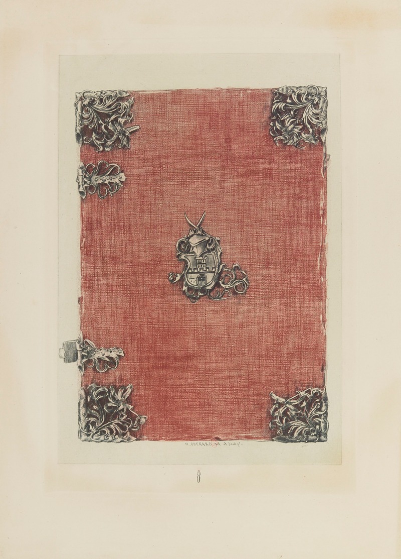 Henri-Charles Guérard - Reliure de velours rouge, décorée d’appliques d’argent émaillé et de coins en argent ciselé, XVIe siècle