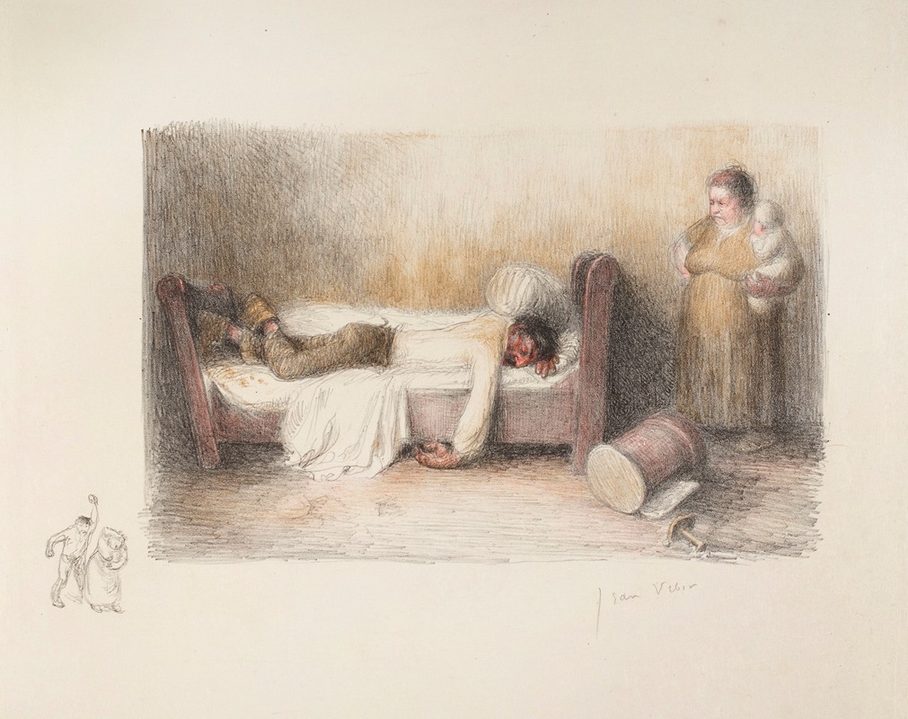 Jean Veber - Le Pochard sur le lit