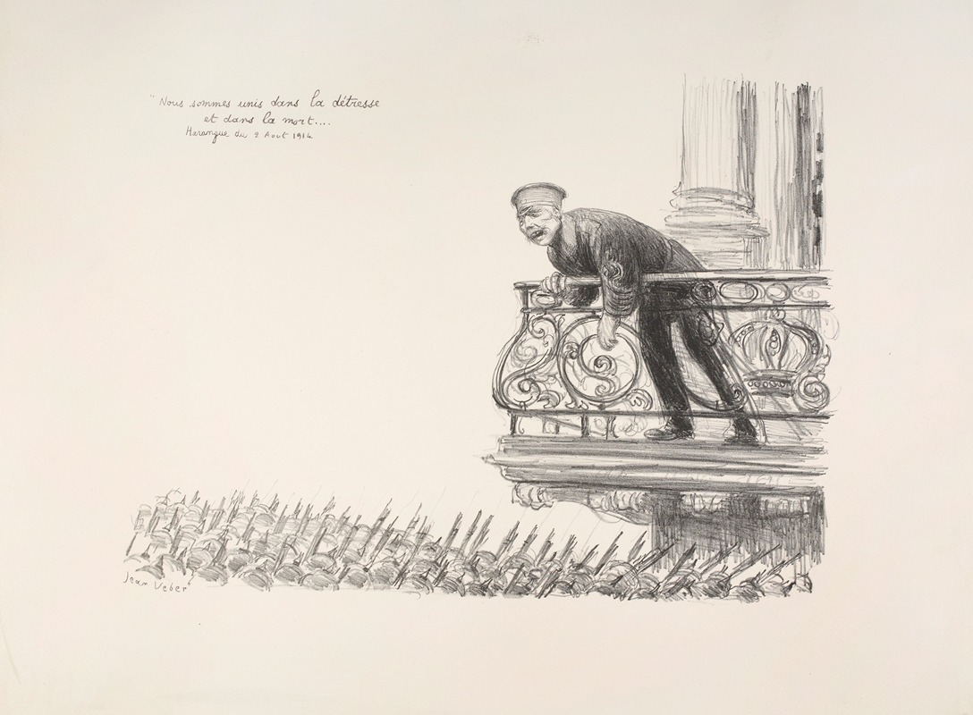 Jean Veber - ‘Nous sommes unis dans la détresse et dans la mort…’ Harangue du 2 août 1914 – le Kaiser au balcon